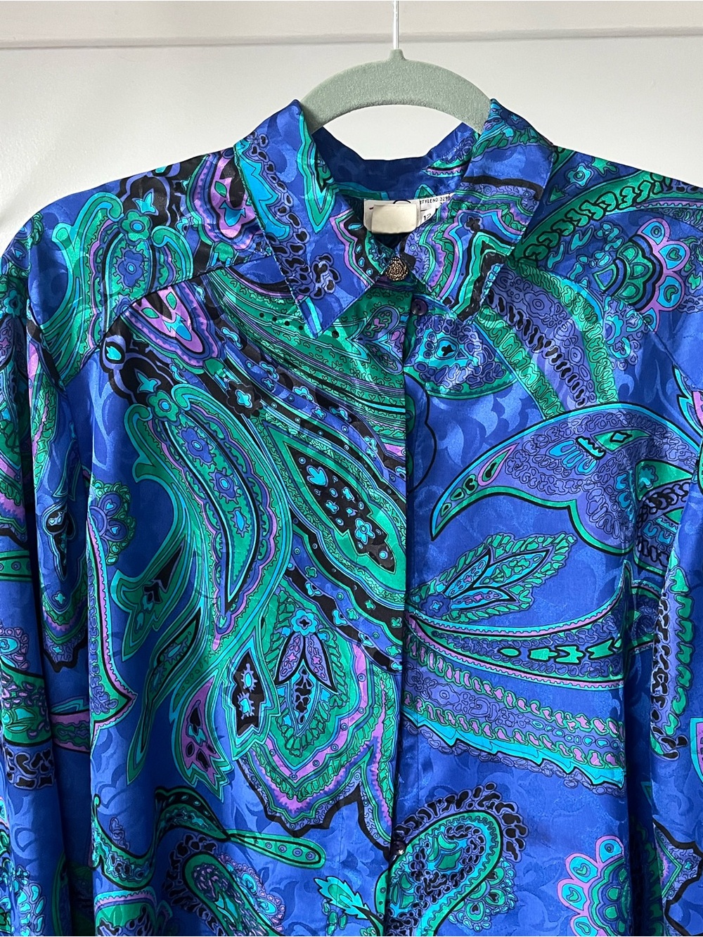 TanJay Blue and Teal Paisley Blouse Size 12